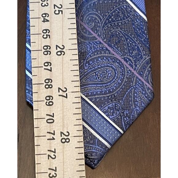 Pronto Uomo Platinum Blue Purple Hand Made 100% Silk Mens Neck Tie Made In China - Picture 5 of 9